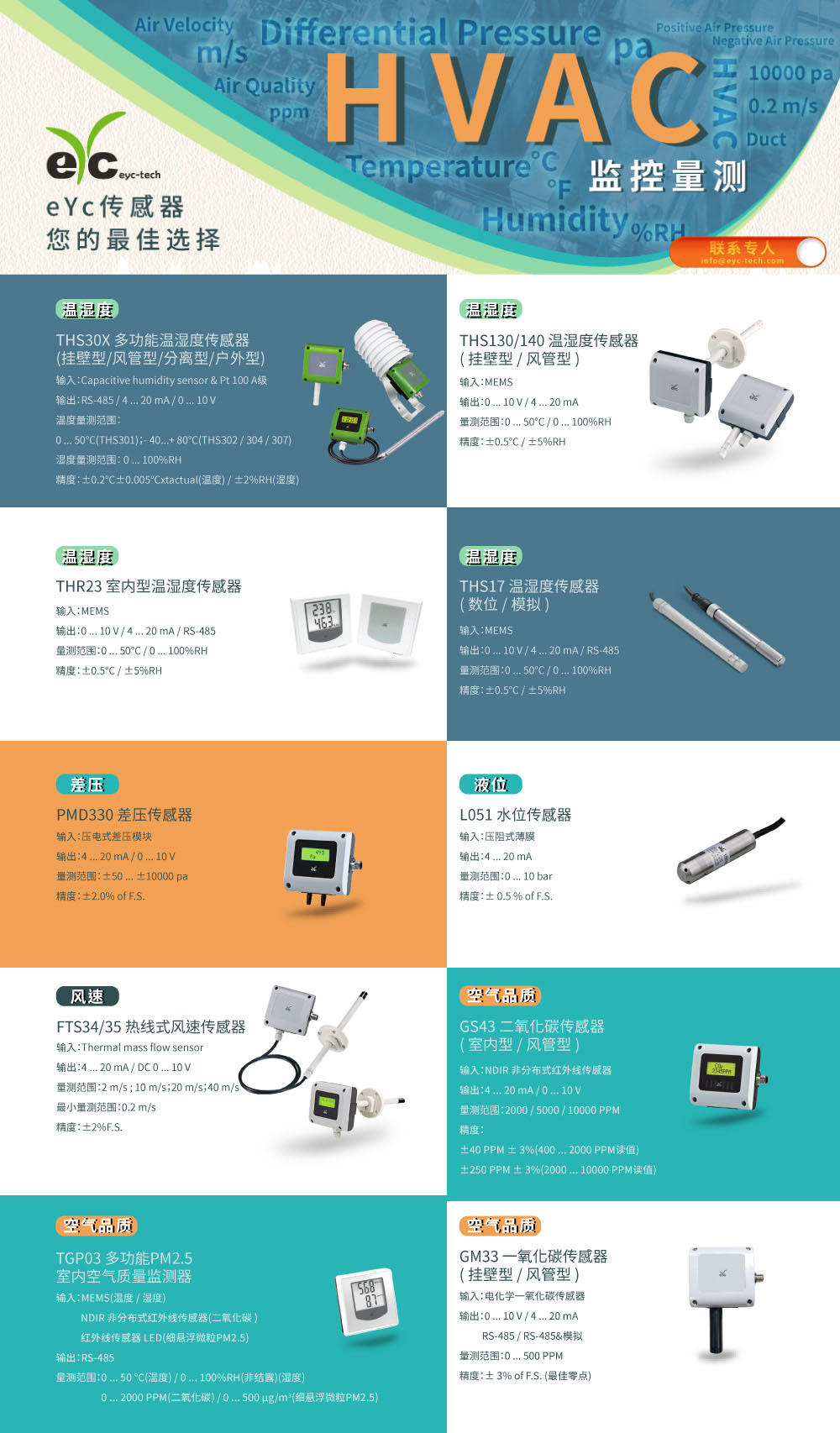 HVAC监控量测-eYc传感器您的最佳选择